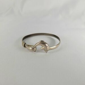 Vintage 925 Sterling Silver Dolphin Bracelet Hook Bangle Y2K 90s Retro 14g